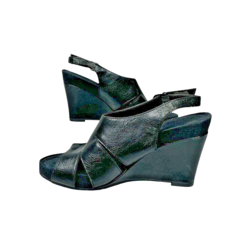 Aerosoles Plush Amore Black Strappy Open Toe Wedge Heel Sandals - US 6.5M/EU 4.5